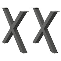 vidaXL Matbordsben X-formade 2 st antracit 90x(72-73) cm stål