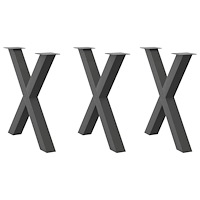 vidaXL Matbordsben X-formade 3 st antracit 70x(72-73) cm stål