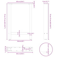 vidaXL Matbordsben antracit 2 st 60x(72-73) cm stål