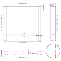 vidaXL Matbordsben vita 2 st 80x(72-73) cm stål