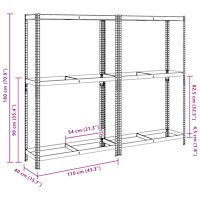 vidaXL Däckhylla 2 lager 2 st silver 110x40x180cm stål konstruerat trä
