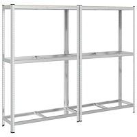 vidaXL Däckhylla 2 lager 2 st silver 110x40x180cm stål konstruerat trä