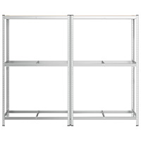 vidaXL Däckhylla 2 lager 2 st silver 110x40x180cm stål konstruerat trä