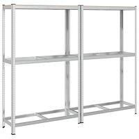 vidaXL Däckhylla 2 lager 2 st silver 110x40x180cm stål konstruerat trä