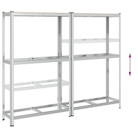 vidaXL Däckhylla 2 lager 2 st silver 110x40x180cm stål konstruerat trä