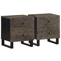 vidaXL Sängbord 2 st svart 40x33x46 cm massivt mangoträ