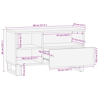 vidaXL Tv-bänk svart 80x33x46 cm massivt mangoträ