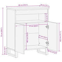 vidaXL Skänk svart 60x33x75 cm massivt mangoträ