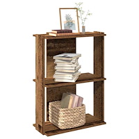 vidaXL Bokhylla 3 hyllplan gammalt trä 60x30x80 cm konstruerat trä