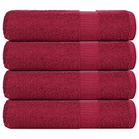 vidaXL Duschhanddukar 4 st vinröd 70x140 cm 360 gsm 100% bomull