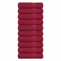 vidaXL Duschhanddukar 10 st vinröd 70x140 cm 360 gsm 100% bomull