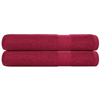 vidaXL Handdukar 2 st vinröd 100x200 cm 360 gsm 100% bomull