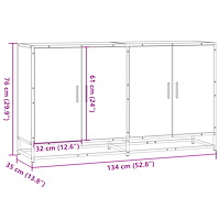 vidaXL Skänk rökfärgad ek 134x35x76 cm konstruerat trä