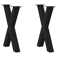 vidaXL Matbordsben X-formade 2 st svarta 50x(72-73) cm stål