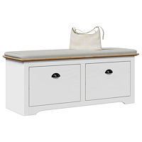 vidaXL Hallbänk BODO vit och brun 114x40x45 cm