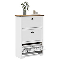 vidaXL Skohylla BODO vit och brun 80x35x118 cm