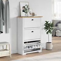 vidaXL Skohylla BODO vit och brun 80x35x118 cm