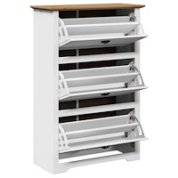 vidaXL Skohylla BODO vit och brun 80x35x118 cm