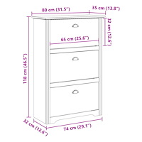 vidaXL Skohylla BODO vit och brun 80x35x118 cm