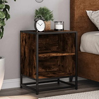vidaXL Sängbord rökfärgad ek 40x31x50 cm konstruerat trä och metall