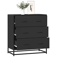 vidaXL Skänk svart 68x35x76 cm konstruerat trä och metall