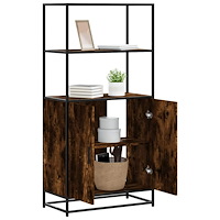 vidaXL Högskåp rökfärgad ek 68x35x139 cm konstruerat trä och metall