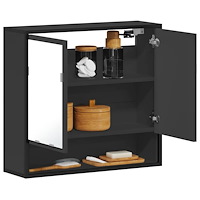 vidaXL Spegelskåp för badrum svart 65x20x60 cm konstruerat trä