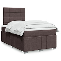 vidaXL Ramsäng med madrass mörkbrun 120x190 cm tyg