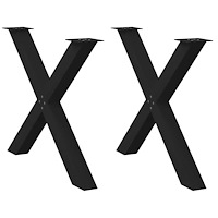 vidaXL Matbordsben X-formade 2 st svarta 90x(72-73) cm stål