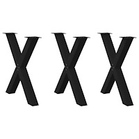 vidaXL Matbordsben X-formade 3 st svarta 80x(72-73) cm stål