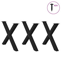 vidaXL Matbordsben X-formade 3 st svarta 90x(72-73) cm stål