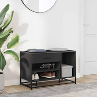 vidaXL Skobänk svart 80x40x53,5 cm konstruerat trä och metall