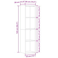 vidaXL Bokhylla artisan ek 36x30x143 cm konstruerat trä