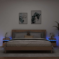 vidaXL Sängbord med LED-belysning 2 st artisan ek 40x39x48,5 cm