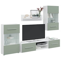 vidaXL TV-möbler 5 delar med LED-belysning olivgrön konstruerat trä
