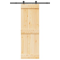 vidaXL Skjutdörr med beslag 70x210 cm massiv furu