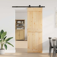 vidaXL Skjutdörr med beslag 70x210 cm massiv furu