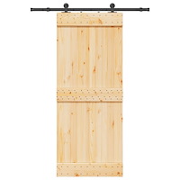 vidaXL Skjutdörr med beslag 85x210 cm massiv furu