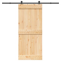 vidaXL Skjutdörr med beslag 90x210 cm massiv furu