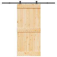 vidaXL Skjutdörr med beslag 95x210 cm massiv furu