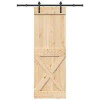 vidaXL Skjutdörr med beslag 80x210 cm massiv furu