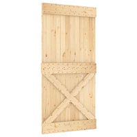 vidaXL Skjutdörr med beslag 100x210 cm massiv furu