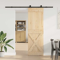vidaXL Skjutdörr med beslag 70x210 cm massiv furu