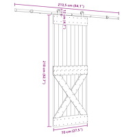 vidaXL Skjutdörr med beslag 70x210 cm massiv furu