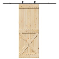vidaXL Skjutdörr med beslag 85x210 cm massiv furu