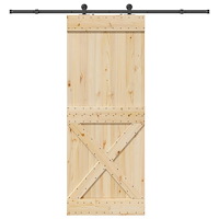 vidaXL Skjutdörr med beslag 90x210 cm massiv furu