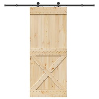 vidaXL Skjutdörr med beslag 95x210 cm massiv furu