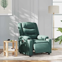 vidaXL Elektrisk reclinerfåtölj mörkgrön tyg