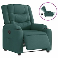 vidaXL Elektrisk reclinerfåtölj mörkgrön tyg
