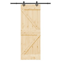 vidaXL Skjutdörr med beslag 70x210 cm massiv furu